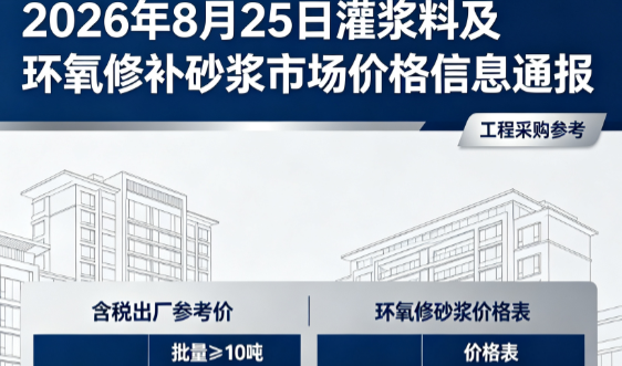 资中2026年8月25日灌浆料及环氧修补砂浆市场价格信息通报